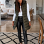 Women's longline zip up puffer vest in dark green