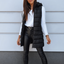 Women's longline zip up puffer vest in black