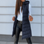 Women's longline zip up puffer vest in navy
