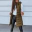 Women's longline zip up puffer vest in brown