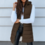 Women's longline zip up puffer vest in dark brown