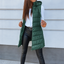 Women's longline zip up puffer vest in green