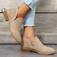 Women's low cut perforated ankle boots in khaki