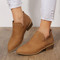 Women's low cut perforated ankle boots in brown