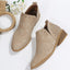 Pair of khaki ankle boots seen from above