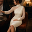 Women's Mock Neck Bodycon Midi Dress with Mesh Sleeves