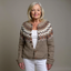 Women's Nordic fair isle knit cardigan in taupe, front view