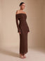 Women's Off-Shoulder Sequin Maxi Dress with Glove Cuff Long Sleeves