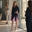 Women's Ombre Pleated Blazer Dress with Tie Waist