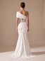 Women's One-Shoulder Mermaid Gown with Crystal Corset and Ruched Skirt