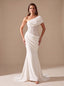 Women's One-Shoulder Mermaid Gown with Crystal Corset and Ruched Skirt