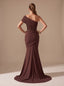 Women's One-Shoulder Mermaid Gown with Crystal Corset and Ruched Skirt