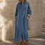Women's Oversized Denim Look Button Front Shirt Dress in dark blue