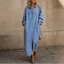 Women's Oversized Denim Look Button Front Shirt Dress in light blue