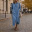 Women's Oversized Denim Look Button Front Shirt Dress