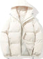 Cream oversized puffer jacket shown from the front