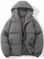 Women's oversized hooded puffer jacket in dark grey