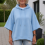 Women's Oversized Hooded Sweatshirt with Wide Half Sleeves in blue