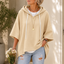 Women's Oversized Hooded Sweatshirt with Wide Half Sleeves in apricot