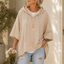 Women's Oversized Hooded Sweatshirt with Wide Half Sleeves in khaki