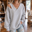 Women's Oversized Off-Shoulder Cutout Fleece Sweatshirt in gray