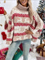 Women's Oversized Reindeer Turtleneck Christmas Sweater in red