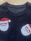 Women's Oversized Sequin Santa Christmas Sweater with Crew Neck
