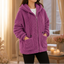 Women's Oversized Sherpa Fleece Zip-Up Hoodie with Metal Zipper in pink