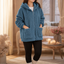 Women's Oversized Sherpa Fleece Zip-Up Hoodie with Metal Zipper in blue