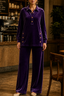 Women's Oversized Velvet Two-Piece Lounge Set with Top and Pants in purple