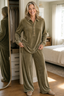 Women's Oversized Velvet Two-Piece Lounge Set with Top and Pants