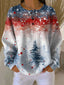 Women's Pine Tree Christmas Sweater in Thick Waffle Knit in multicolor