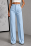 Women's Pinstripe High-Waisted Wide-Leg Pants in light blue