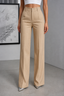 Women's Pinstripe High-Waisted Wide-Leg Pants in khaki