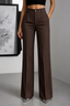 Women's Pinstripe High-Waisted Wide-Leg Pants in coffee