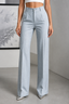 Women's Pinstripe High-Waisted Wide-Leg Pants in silver