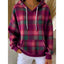 Women's Plaid Hooded Pullover Sweatshirt with Kangaroo Pocket in purple