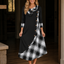 Women's Plaid Patchwork Cowl Neck Maxi Dress in black/white