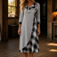 Women's Plaid Patchwork Cowl Neck Maxi Dress in gray/white