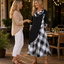 Women's Plaid Patchwork Cowl Neck Maxi Dress
