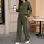 Women's Pleated Round Neck Wide-Leg Two-Piece Lounge Set