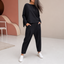 Women's Pleated Wide-Leg Pants Two-Piece Loungewear Set in black