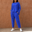 Women's Pleated Wide-Leg Pants Two-Piece Loungewear Set in blue