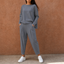 Women's Pleated Wide-Leg Pants Two-Piece Loungewear Set in gray