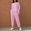 Women's Pleated Wide-Leg Pants Two-Piece Loungewear Set in pink