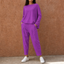Women's Pleated Wide-Leg Pants Two-Piece Loungewear Set in purple