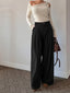 Women's Pleated Wide-Leg Pants with Tailored Waist