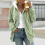 Women's plush fleece zip up hooded jacket in sage green