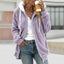 Women's plush fleece zip up hooded jacket in lilac