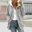Women's plush fleece zip up hooded jacket in gray